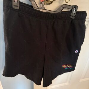 Champion Black Shorts with Multicolor Logo